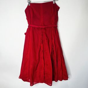 Moulinette Soeurs Dress Mini Strapless Red Lace Cotton Women's Size 8